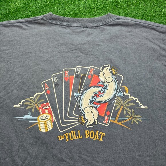Columbia Tshirt Mens‎ 2XL Blue Short Sleeve The Full Boat Poker Fish Cards Tee - Picture 1 of 8